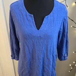 Chico's 3/4 Sleeve Blue Top - Size 1 -EUC